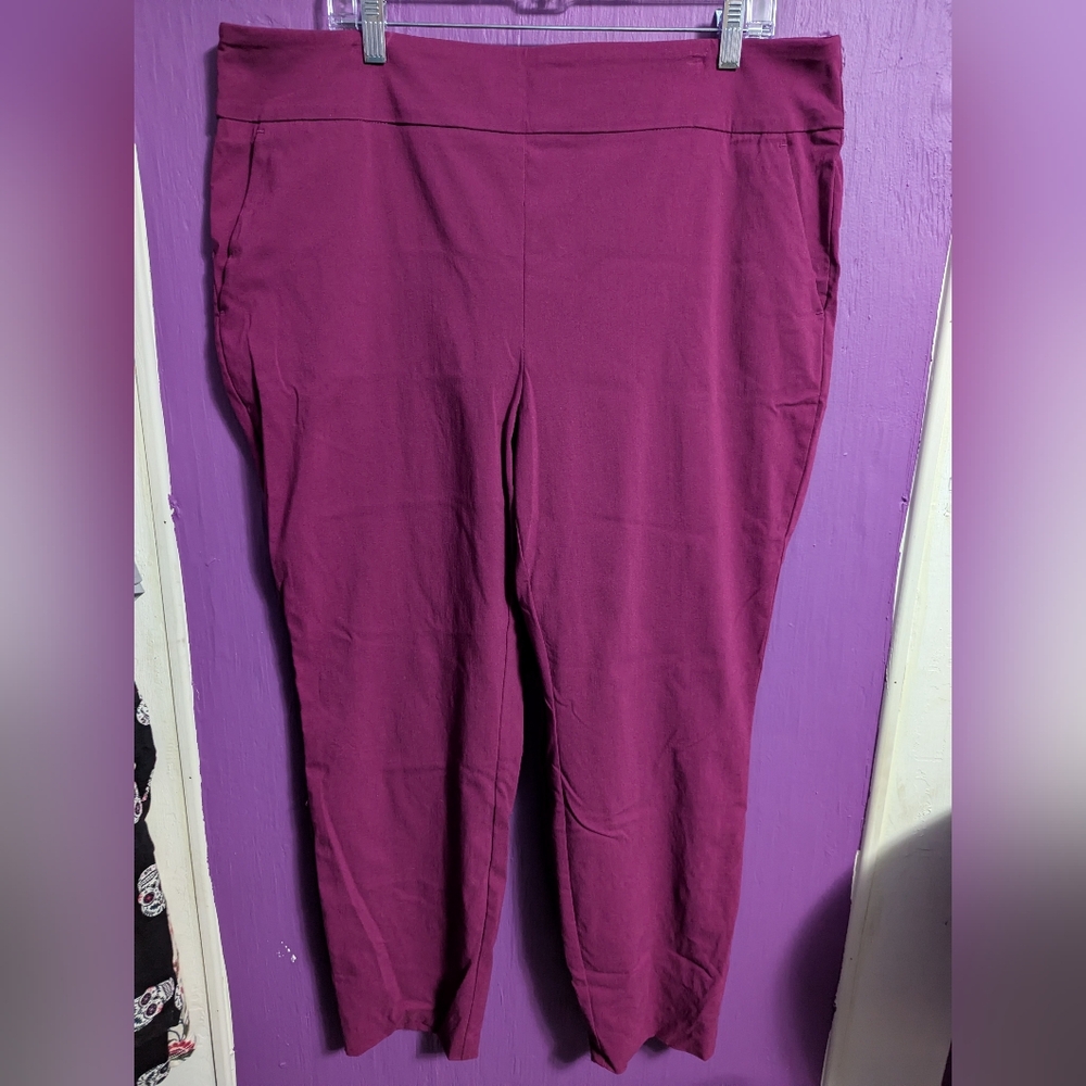 💜 Pioneer Woman Purple Pull On Stretch Waist Trousers XXL 16 18
